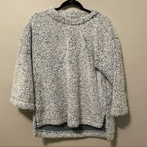 Blue plush fleece pullover